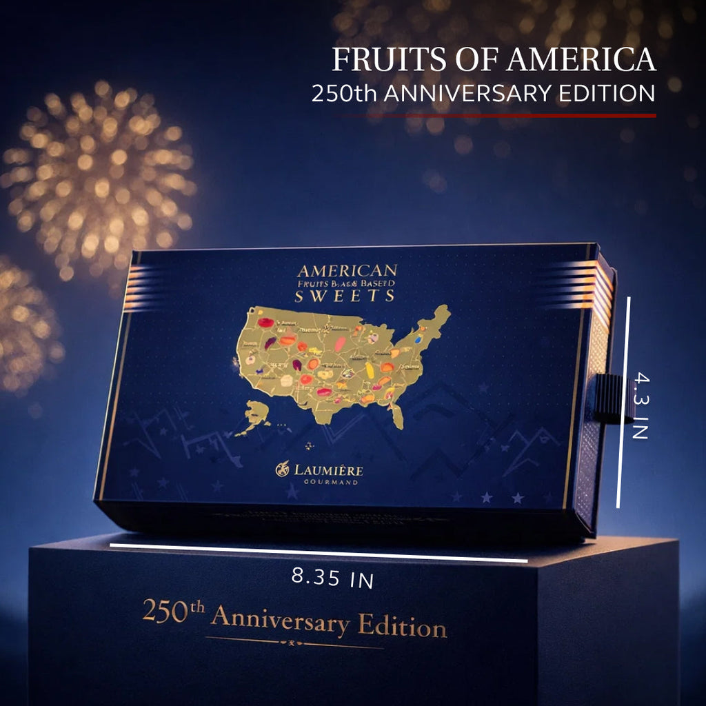 Petit 250th Anniversary Edition fruit sweets gift box with US map design