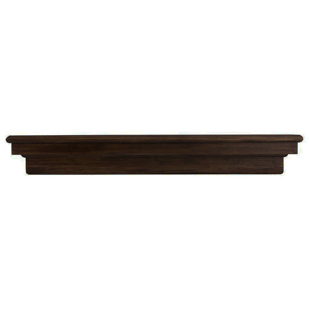 Real wood fireplace mantel shelf with corbel brackets, dark walnut finish