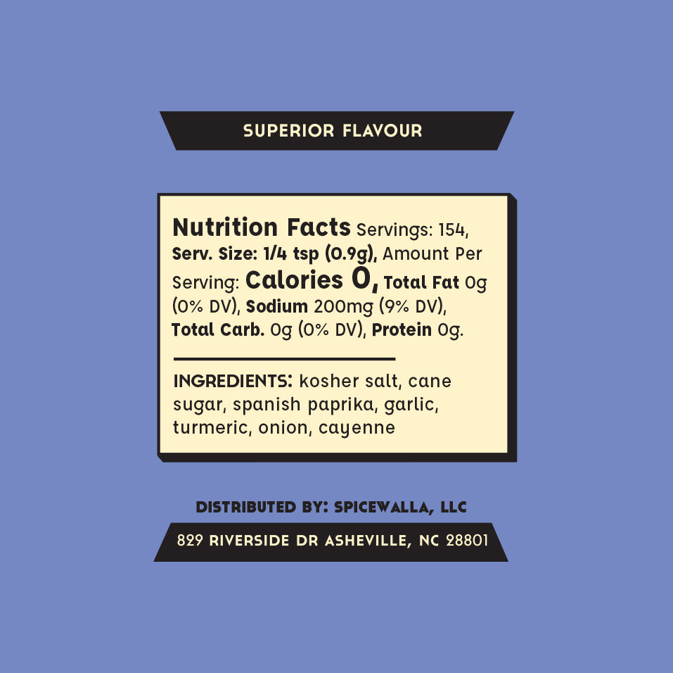 Nutrition facts and ingredients label on French fry seasoning salt tin