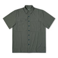 Men's short-sleeve button-up shirt in dark green and blue mini check