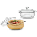 Clear glass Dutch oven casserole dish with lid and side handles, 1 qt capacity