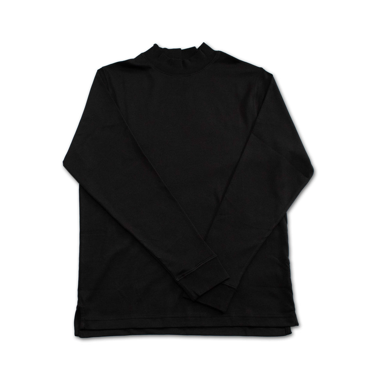Black mock neck long sleeve Pima cotton shirt