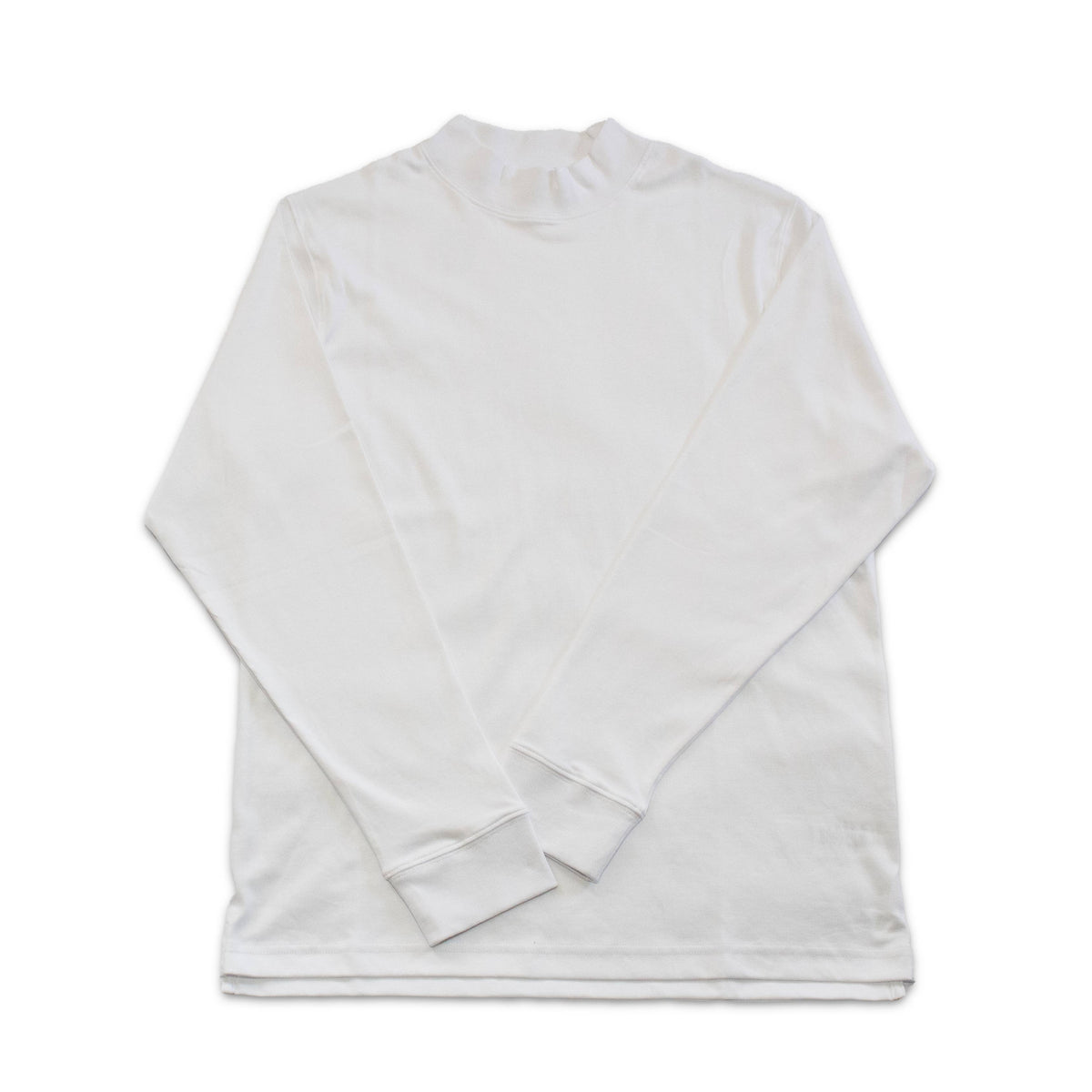 White mock neck long sleeve Pima cotton shirt