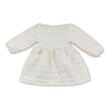Kids winter coat in off-white quilted fabric with subtle heart pattern