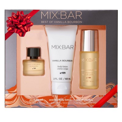 3-piece Vanilla Bourbon layering gift set box with lotion, creme, and parfum spray