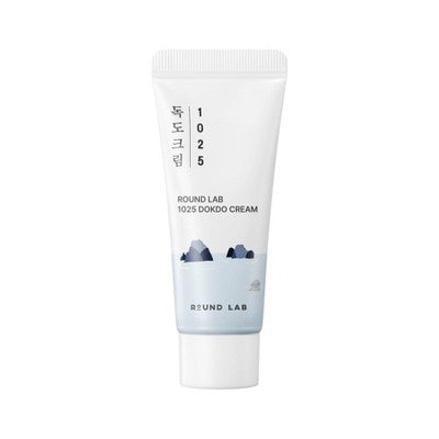 White squeeze cream tube labeled Round Lab 1025 Dokdo Cream