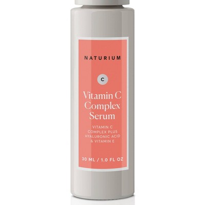 Naturium Vitamin C Complex Serum front label close-up on gray bottle