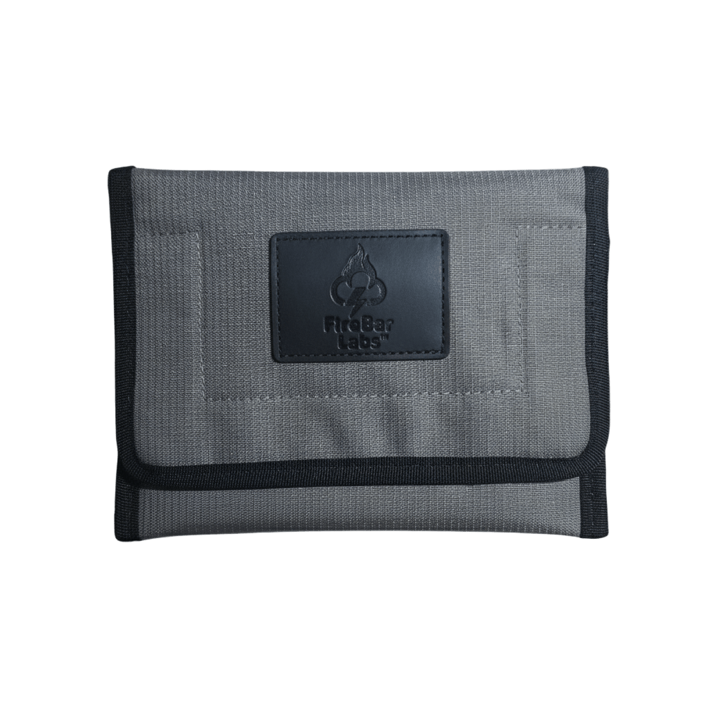 Space grey smell-proof travel wallet with front logo patch