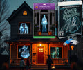 Halloween projection decoration set with ghostly holographic figure and USB-style controller