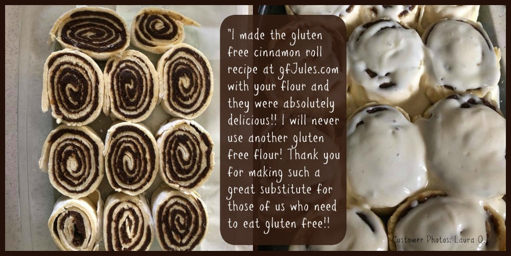 Gluten-free flour cinnamon roll pinwheels with white icing