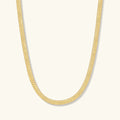 Gold herringbone chain necklace with slender 5mm links