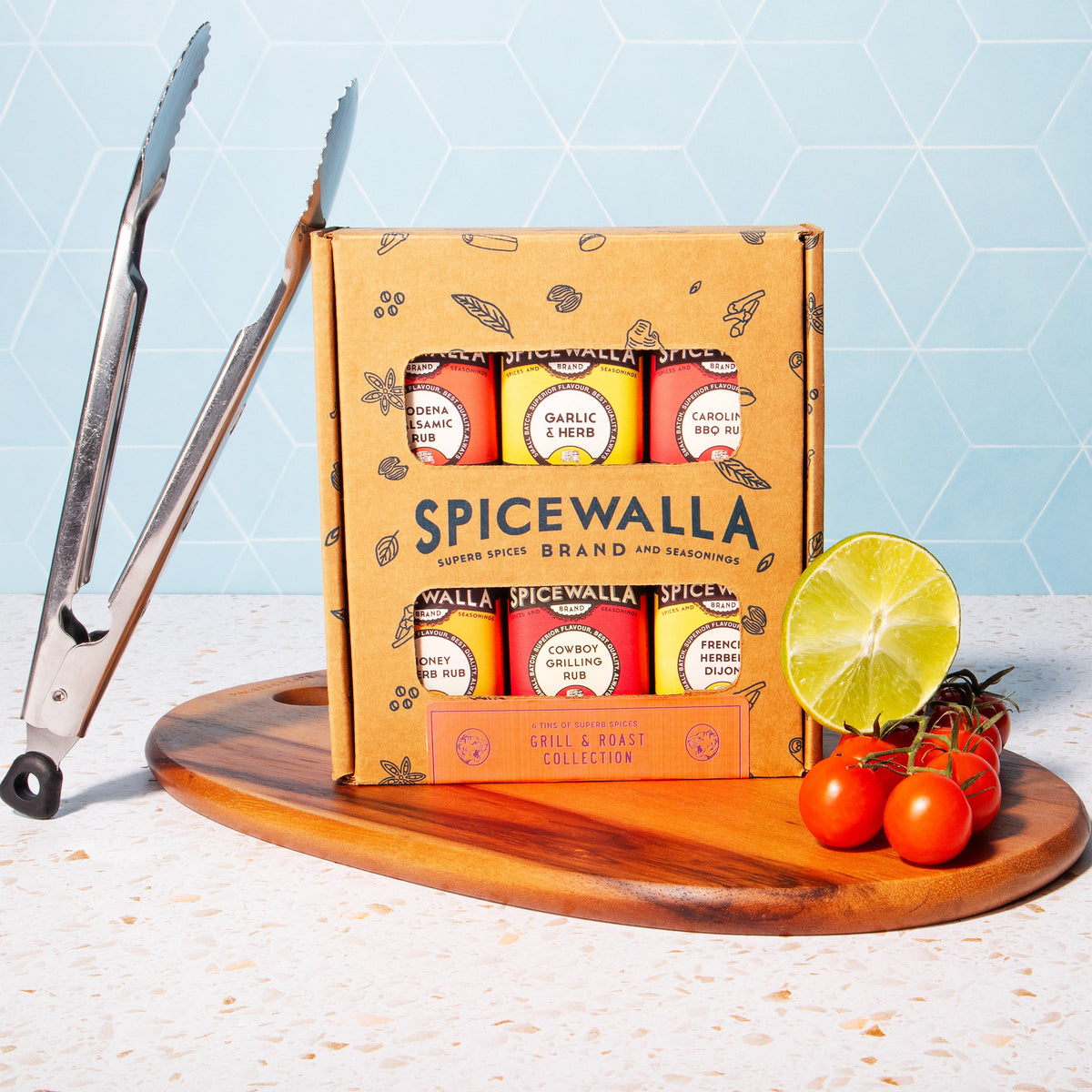 SpiceWalla 6 grill & roast spice collection box with six small spice tins