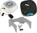 Wall or tabletop air purifier unit with white vented dome and power adapter