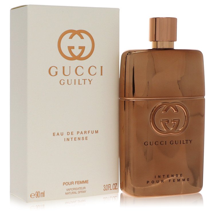 Gucci Guilty Pour Femme Intense eau de parfum spray; amber bottle with gold cap and logo