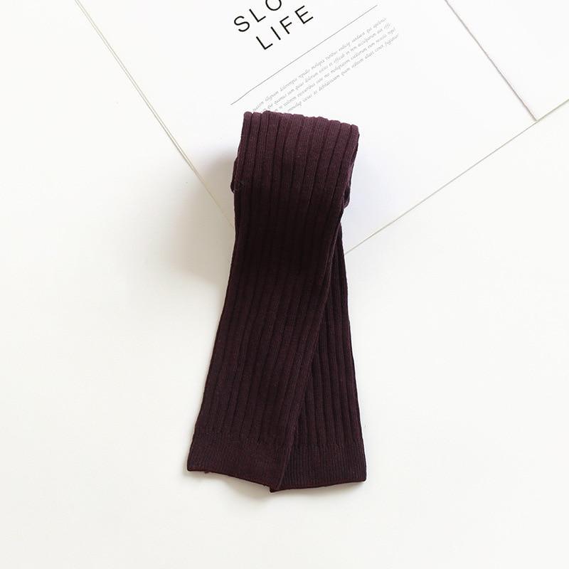Baby girl ribbed knit stretch leggings in dark burgundy