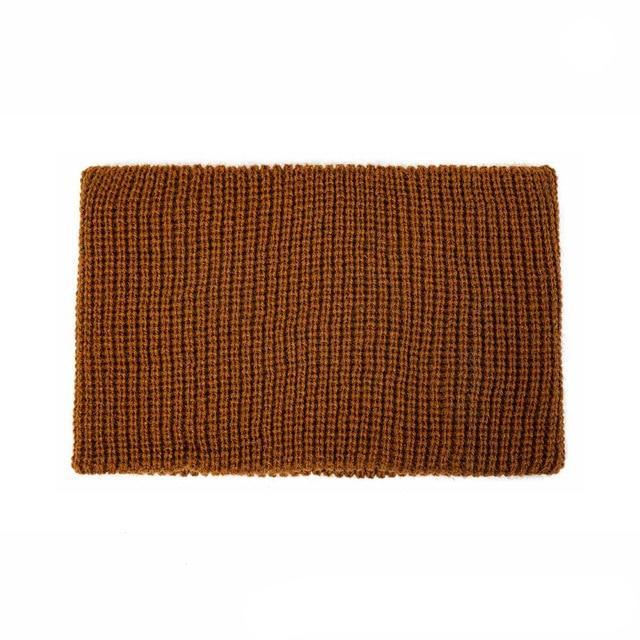 Brown ribbed knit baby scarf snood