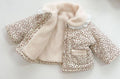 Baby winter coat with floral print, oversized sherpa collar and front pocket