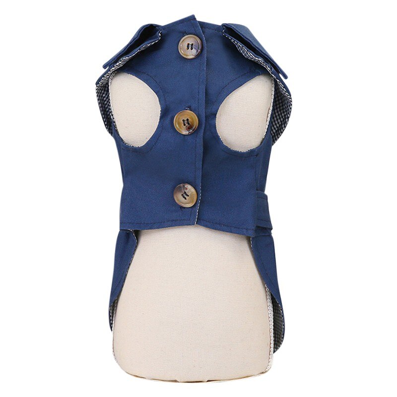 Pet jacket coat in navy blue with front button placket and side pocket panels