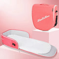 Pink/red foldable baby bassinet with canopy and portable matching carry bag