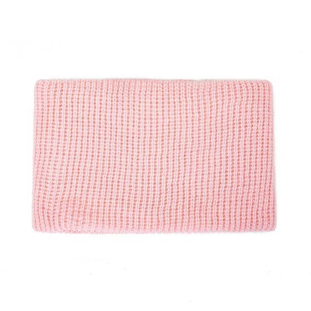 Light pink ribbed knit baby scarf snood