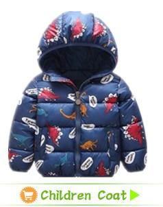 Navy blue hooded puffer coat for toddlers with colorful rocket-pattern print, zip front