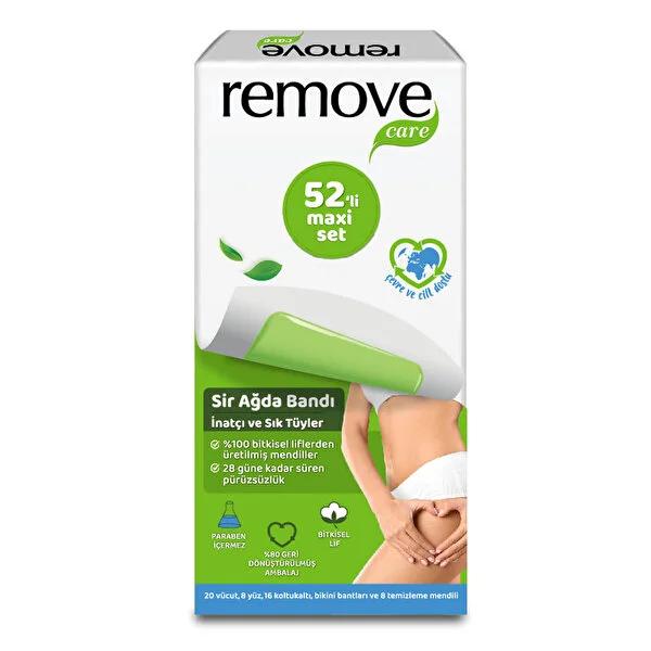 Hair removal wax strip set box, green and white, 52 maxi set