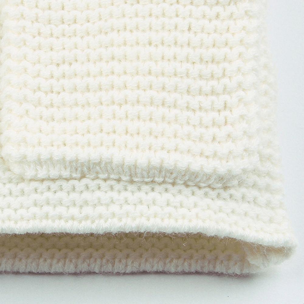 Newborn knitted hooded jacket, cream ribbed hem