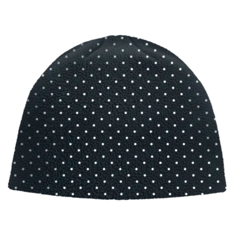 Fleece toque hat, dark navy with scattered white polka dot pattern