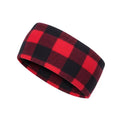 Red and black buffalo plaid fleece headband, wide warm band