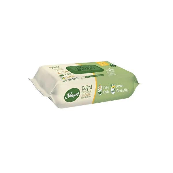 Organic wet wipes pack, cream pouch with green front label