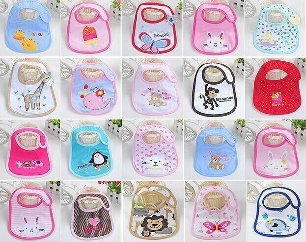 Unisex baby bibs, assorted pastel prints with cute animal and bunny designs