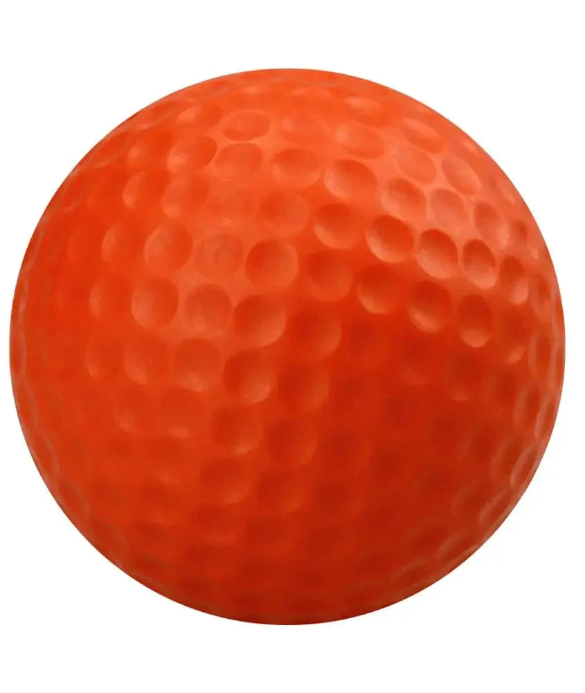 Orange foam golf practice ball with dimpled textured surface