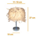White feather heart-shaped table lamp with crystal charm and metal heart stand
