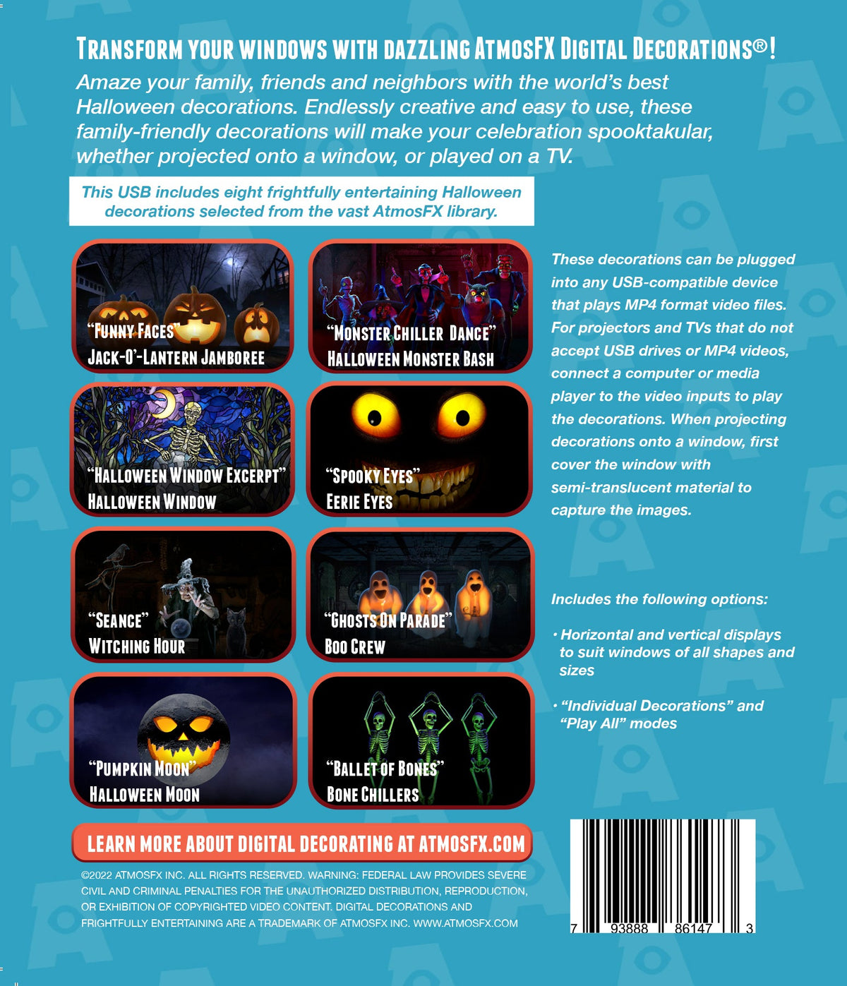 AtmosFX Halloween Vol 1 digital decoration USB card with design options and features