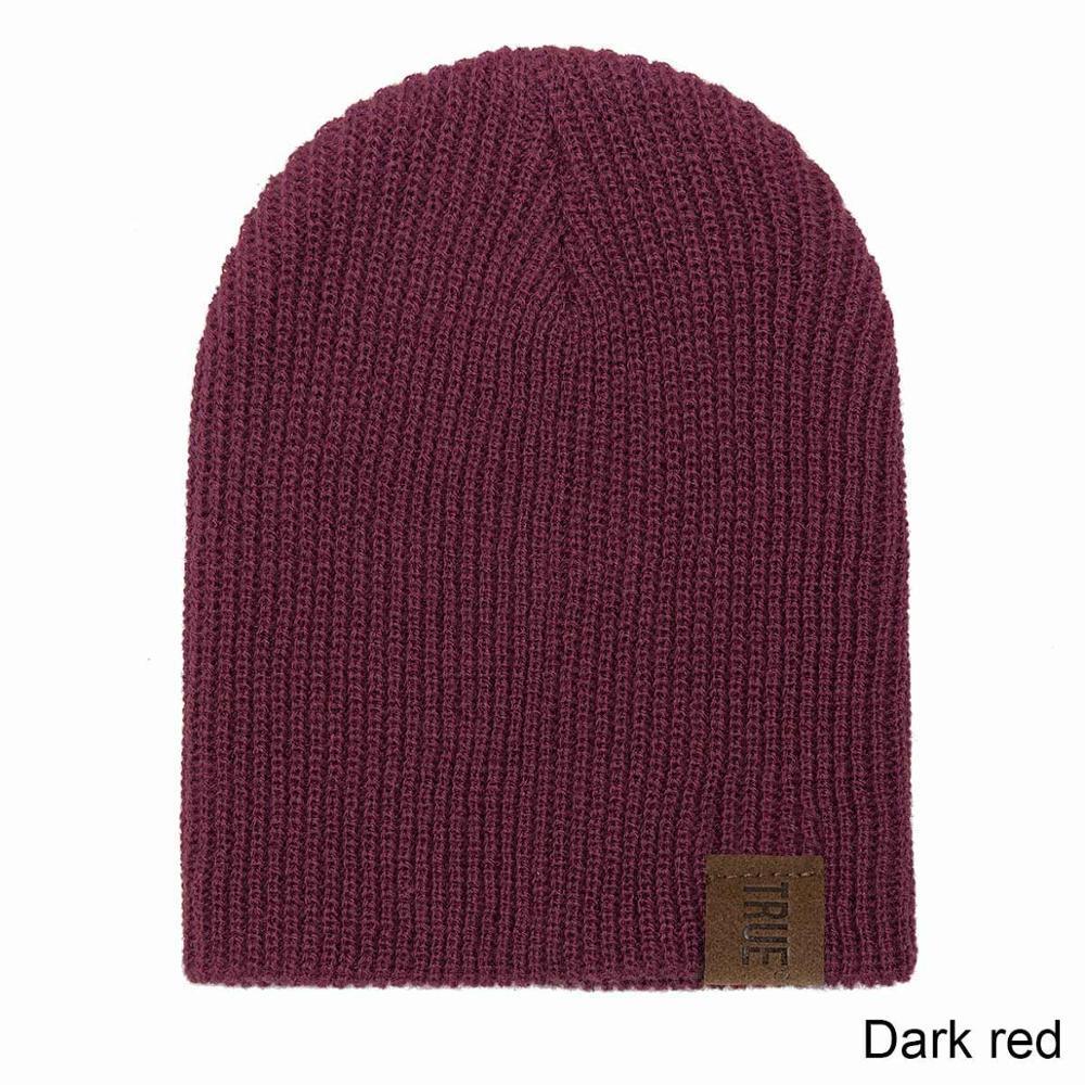 Kids knit beanie and scarf set, dark red ribbed knit with logo patch