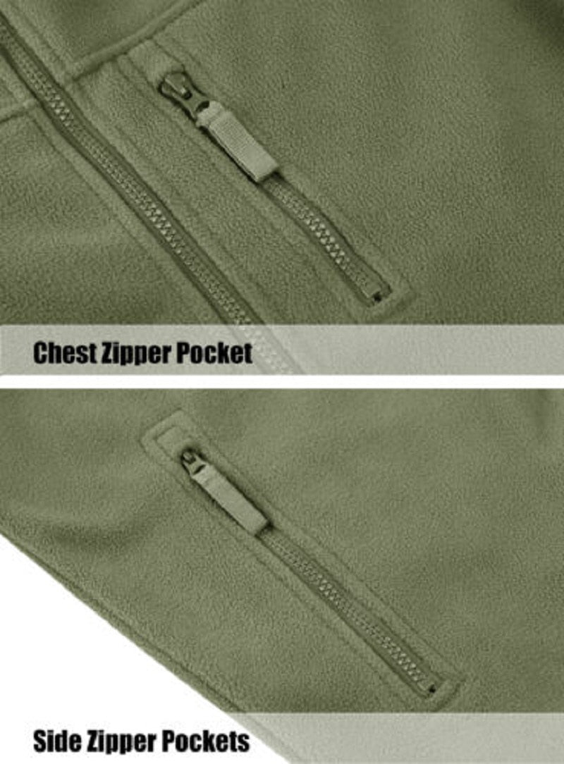 Full-zip tactical fleece jacket with chest zipper pocket