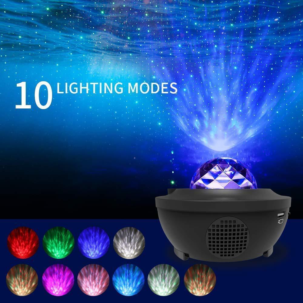 Black dome LED Bluetooth speaker projector with blue cloud light glow