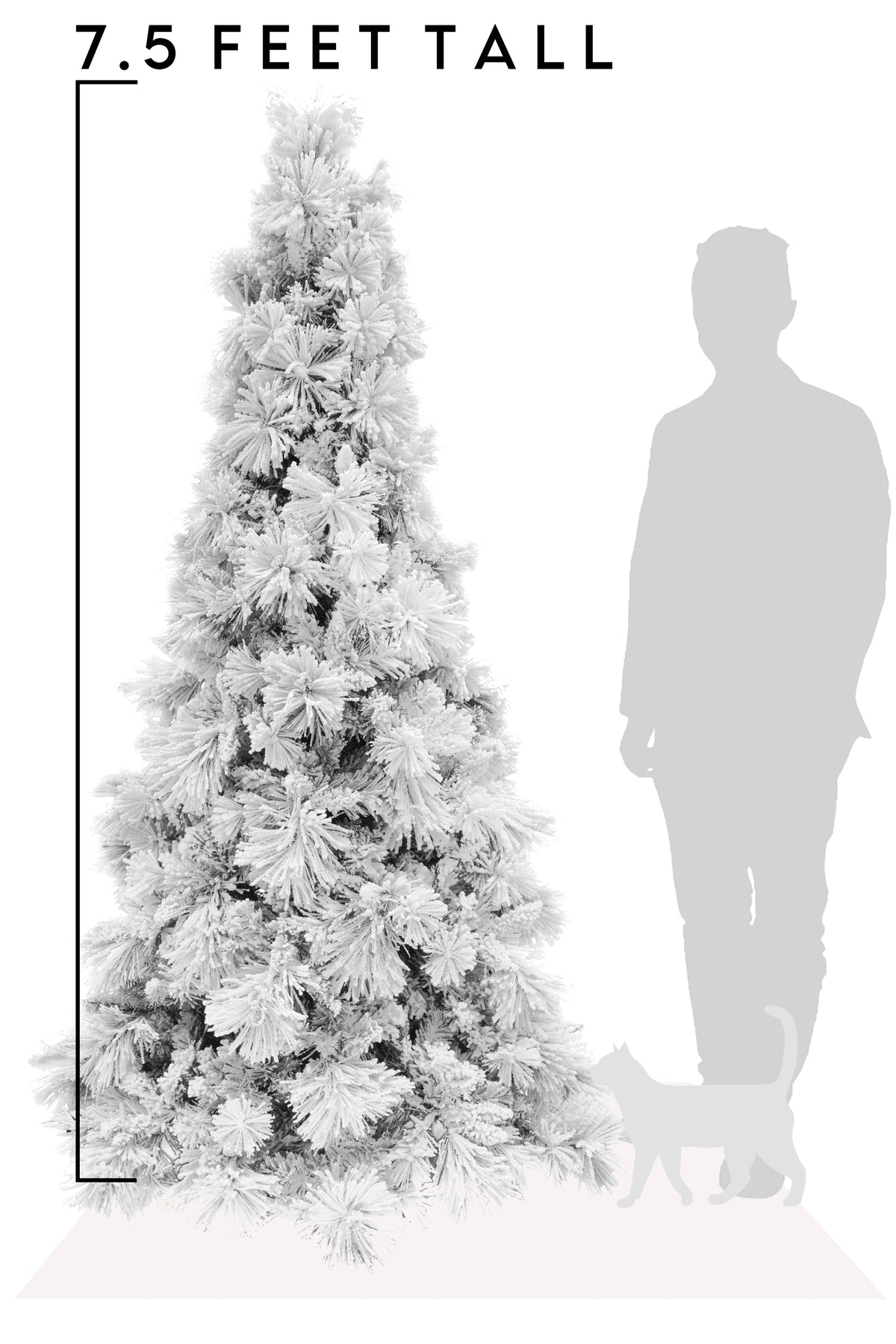 7.5-ft tall snow-flocked slim artificial Christmas tree