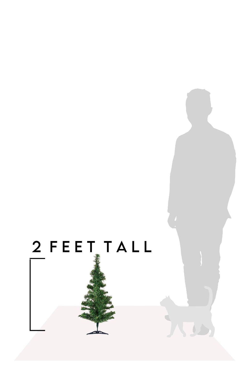 Green tabletop artificial Christmas tree with stand, compact 2 feet tall size