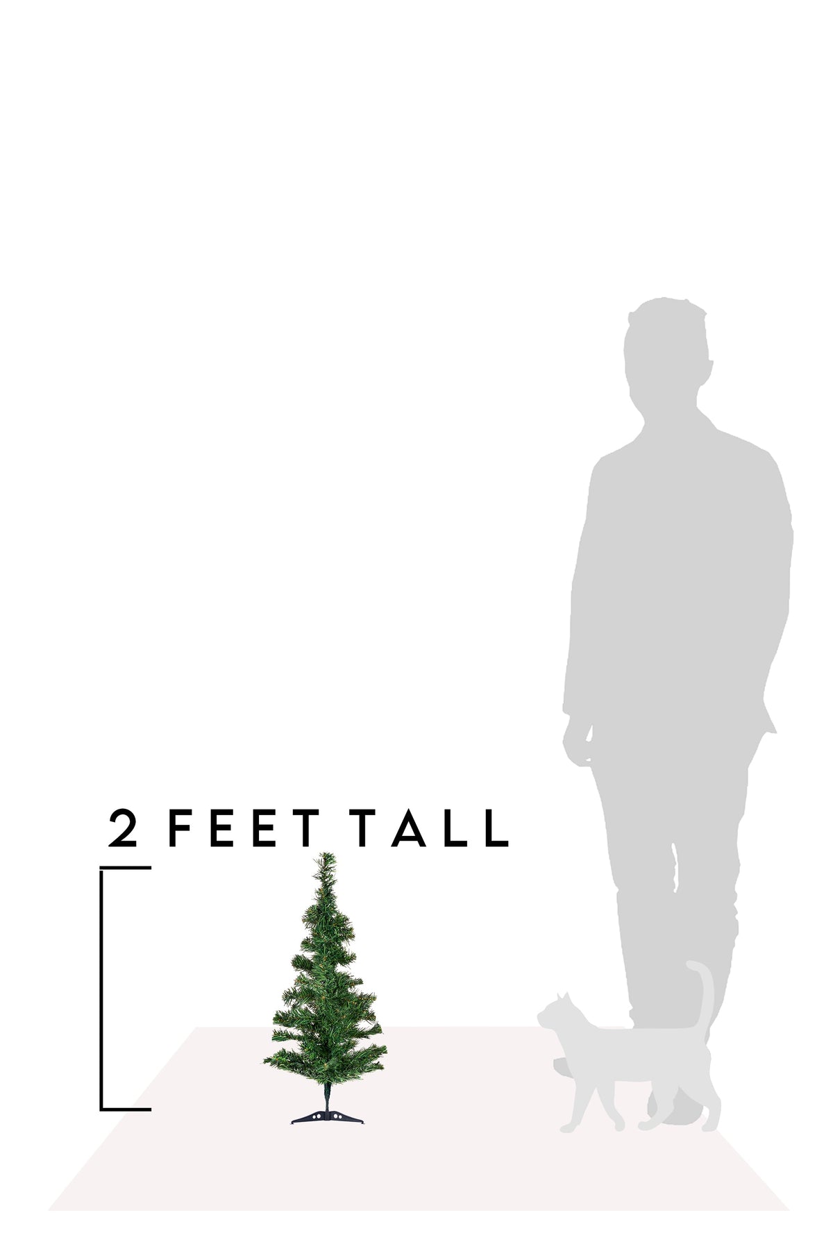 Green tabletop artificial Christmas tree with stand, compact 2 feet tall size