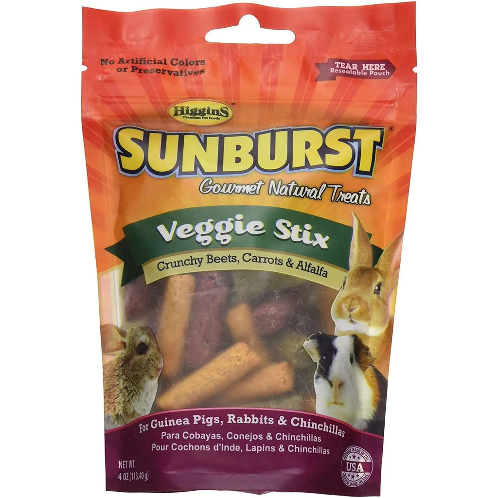 Natural veggie stix treat pouch for small animals, front view with veggie flavors