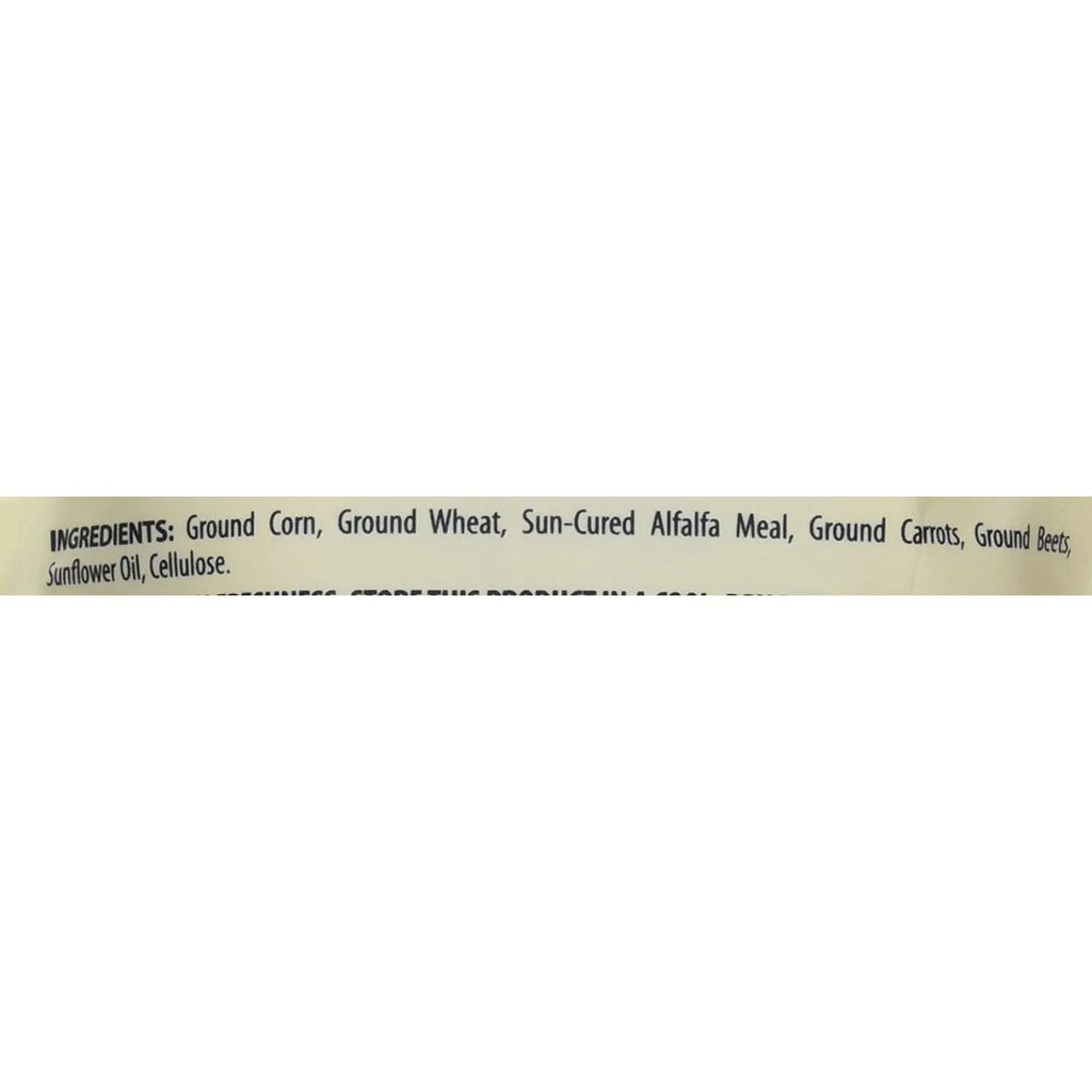 Back label ingredients text for natural veggie stix treats in a pouch