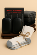 Hand warmers and socks bundle with black hand warmers and white crew socks
