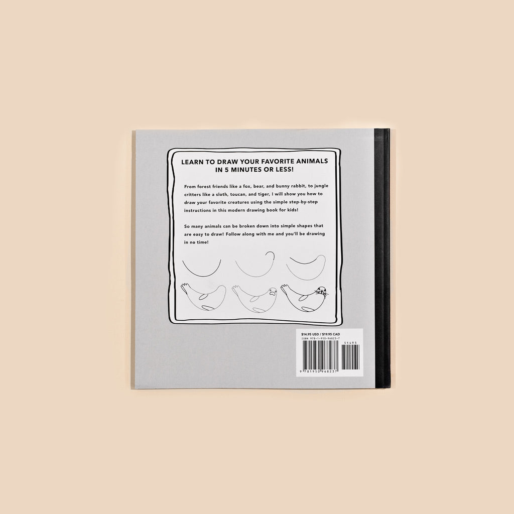 Back cover of kids drawing book with instructions text and barcode