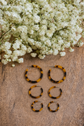 Tortoise shell hoop earrings set, three pairs of small round hoops