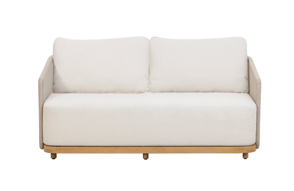 Alpine Teak Wood Outdoor Loveseat with Gray Rope Design