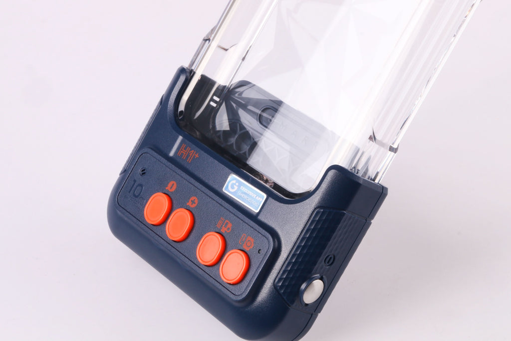 Waterproof phone case close-up showing control panel, clear front window, and side latch.