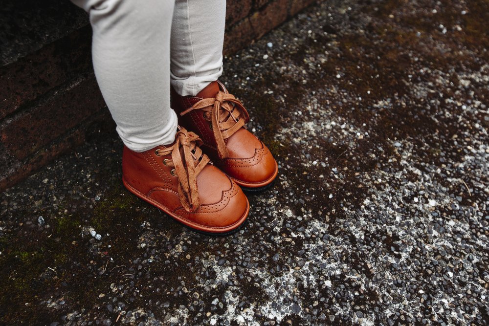 Toddler lace-up shoes, two-pack, tan/orange leather-look boots with laces