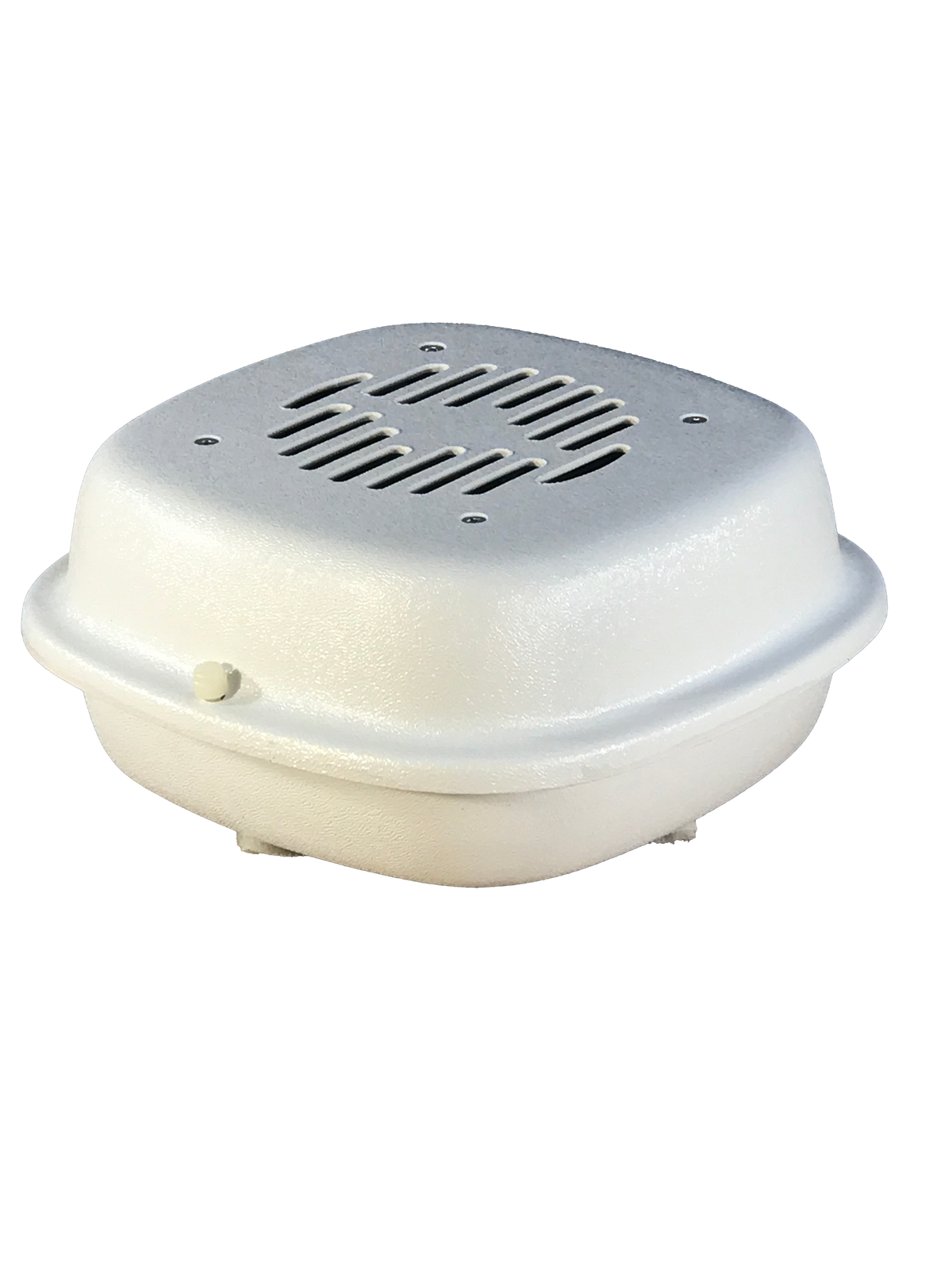 White air purifier dome with vented grille and small indicator knob