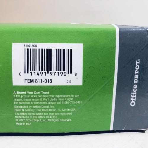 Pack label on Office Depot box with barcode and item information